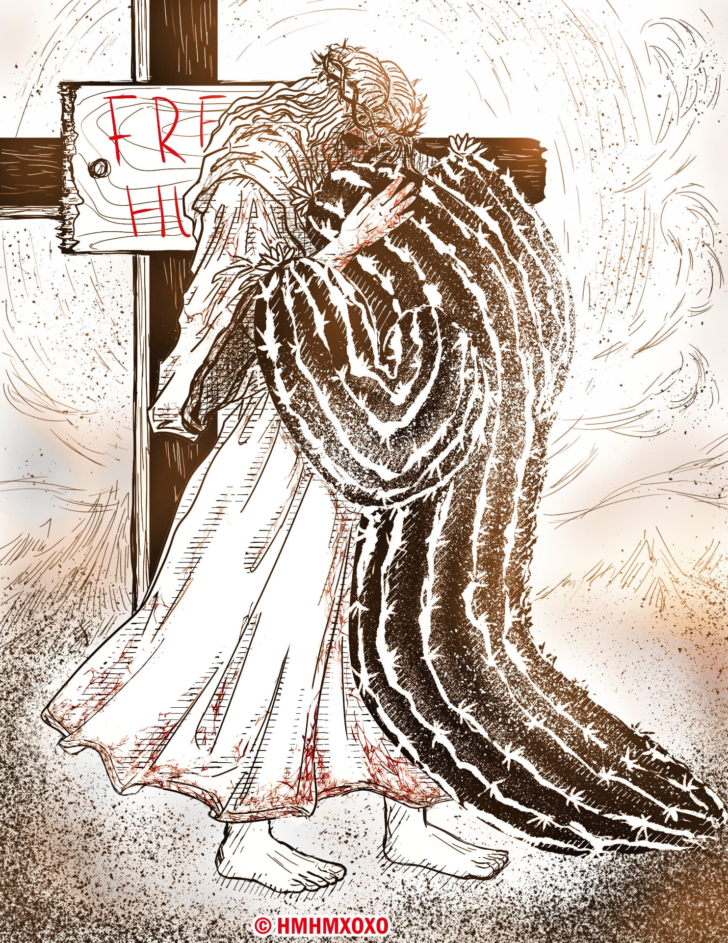 Free Hugs (Inktober Series), ink illustration